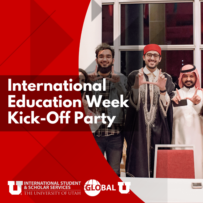 Kick-off event flyer with an image of students holding up the U sign with their hands